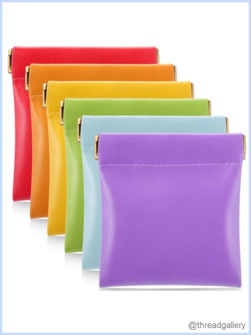 6 Pc PU Leather Coin Purse Pouch Snap Change Holder Waterproof Small